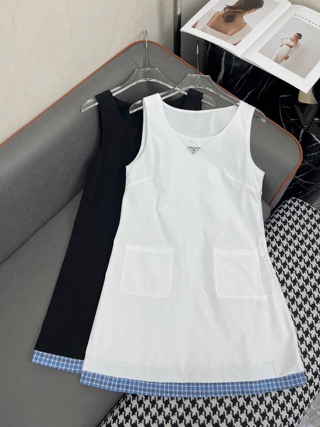 New Release 25Ss New Vest Skirt Bottom Stitching Plaid Fabric Decoration Fashion