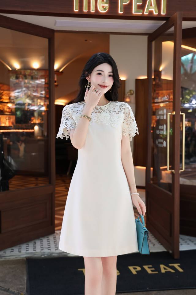 Dress Spring And Summer New Hollow Embroidery Water-Soluble Flower Splicing Temp