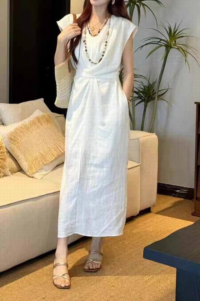 Dress High Quality Heavyweight Plant Ferment Washed 100% Pure Linen Fully Covere