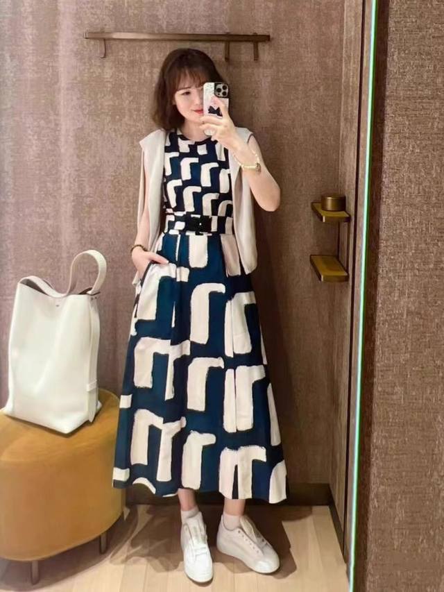 Dress Spot Max25 Spring And Summer New Women's Art Print Cotton Poplin Mid-Lengt
