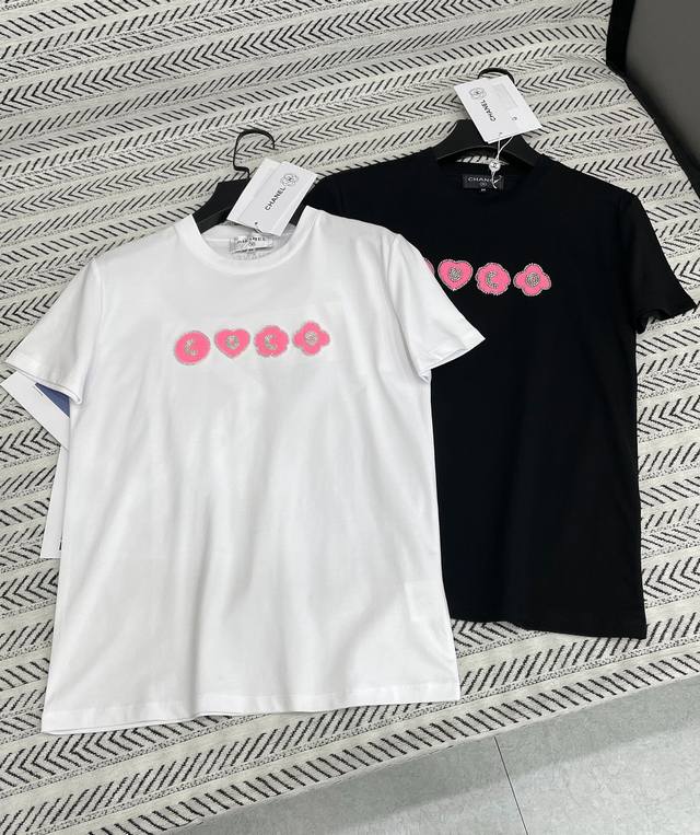 25Ss New Style For Early Spring Chanel Heavy Sequin Coco Letter Pattern T-Shi