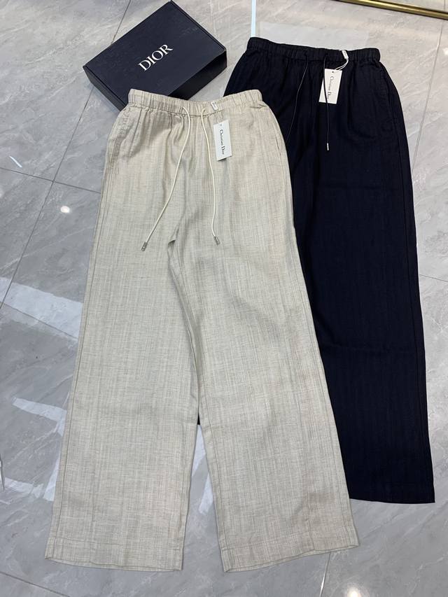 Dior Dr. Sewn Leather Logo Linen Straight Pants The Style Of This Pair Of Pants