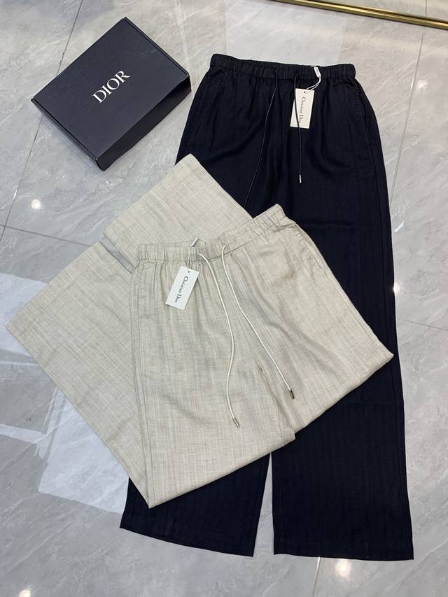 Dior Dr. Sewn Leather Logo Linen Straight Pants The Shape Of These Pants Is Very