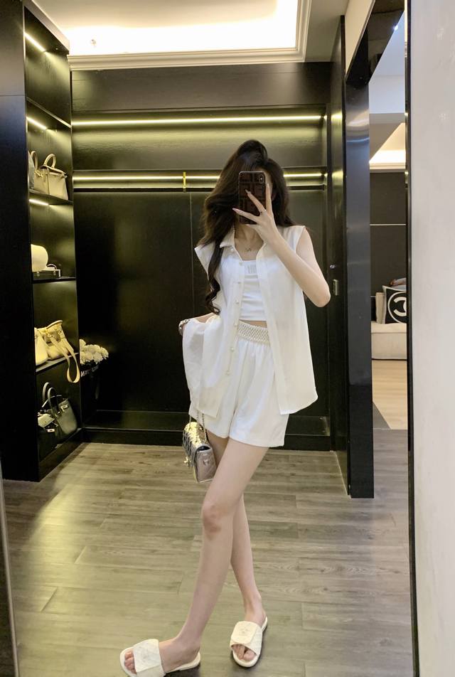 High-Quality Suit Sleeveless Loose Top + Loose Shorts Two-Piece Suit With Age-Re