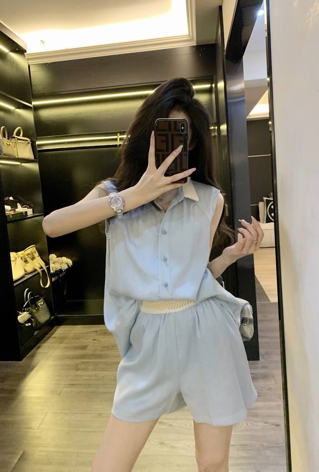 High-Quality Suit Sleeveless Loose Top + Loose Shorts Two-Piece Suit With Age-Re