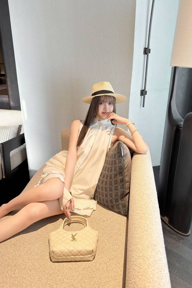 ysl New Arrival Lapel Sleeveless Shirt Dress Customized Yb Imported Twill Cot