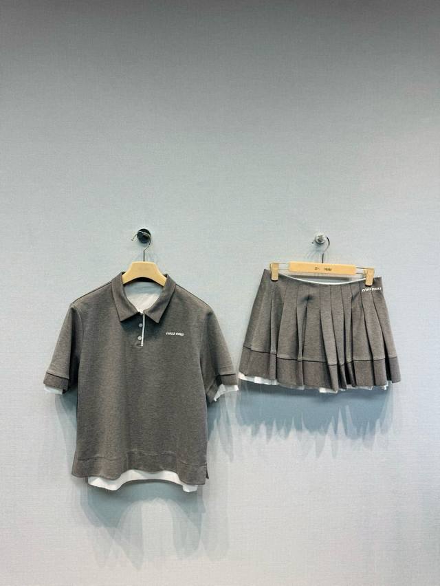 Matching Demonstration Mu New College Style Fake Two-Piece Series Pleated Short