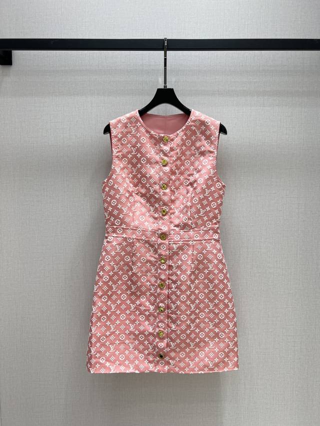 Strongly Recommends Lv*2025 Spring And Summer New Printed Sleeveless Vest Dress,