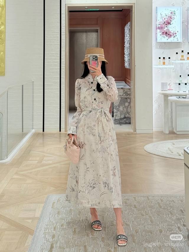Highly Recommend Dio*2025 Spring And Summer New Kimono Collar Printed Long-Sleev