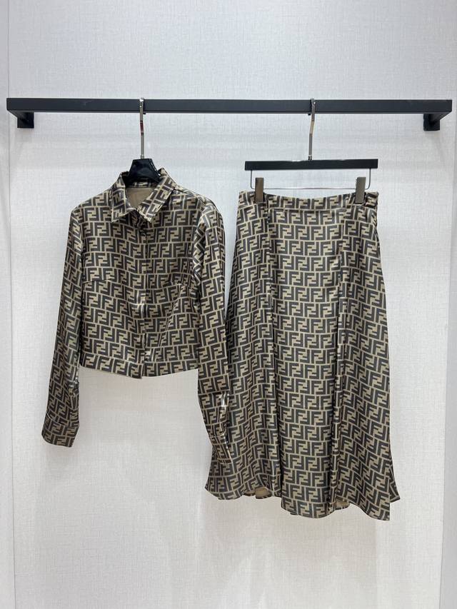 Highly Recommended Fen*2025 Spring And Summer New Lapel Printed Long-Sleeved Shi