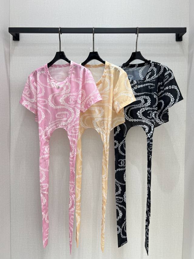 Highly Recommend Cha*2025 Spring And Summer New Short-Sleeved Lace-Up Tops, High