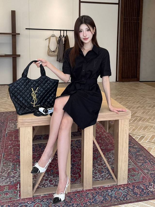 Highly Recommend Ysl*2025 Spring And Summer New Style Lapel Short-Sleeved Dress