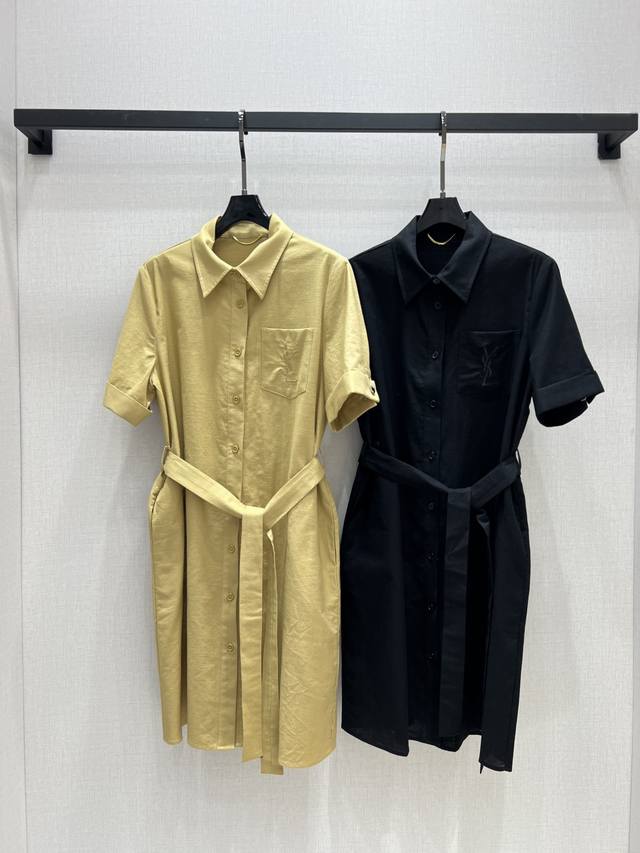 Highly Recommend Ysl*2025 Spring And Summer New Style Lapel Short-Sleeved Dress