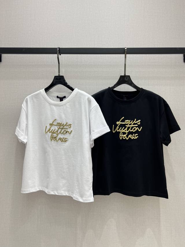 Strongly Recommends Lv*2025 Spring And Summer New Round Neck Hot Stamping Emboss