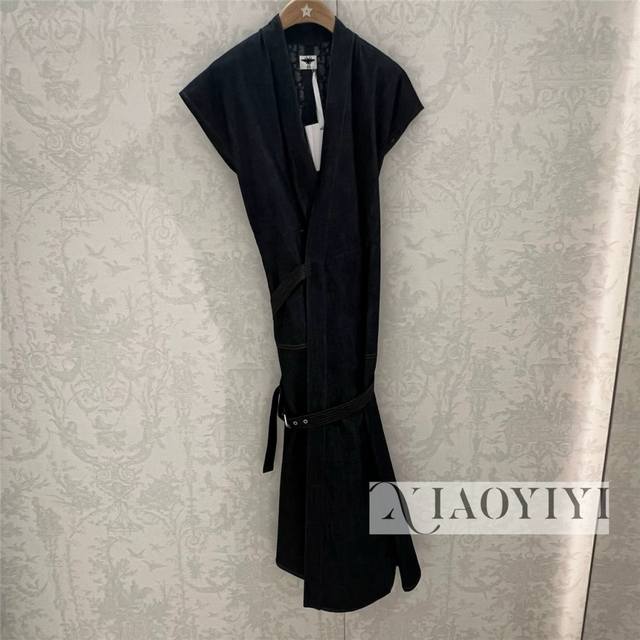 Highly Recommend Dio*2025 Spring And Summer New Belt Denim Dress Lining Printing
