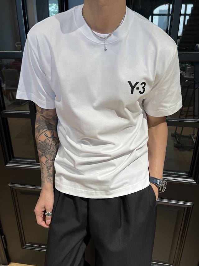 y- 3 New Summer T-Shirt With Bright Offset Logo, Simple And Eye-Catching, Pur