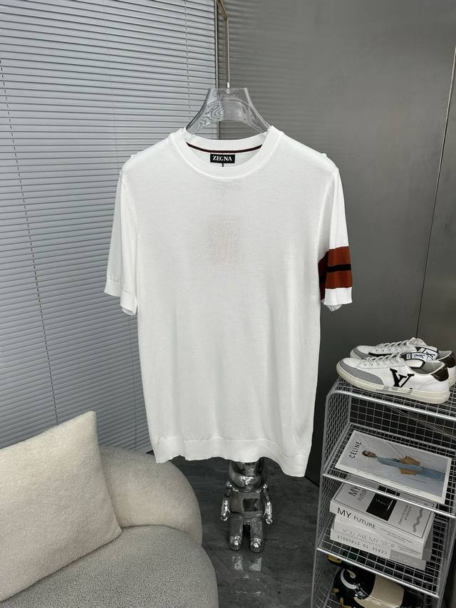 zegna Zegna Summer New Round Neck Knitted Short Sleeve T-Shirt All Color Matc