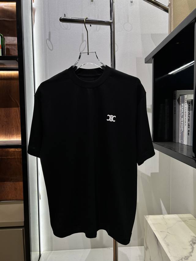 ce Celine Arc De Triomphe Small Logo Short-Sleeved T-Shirt The Version Is Loo