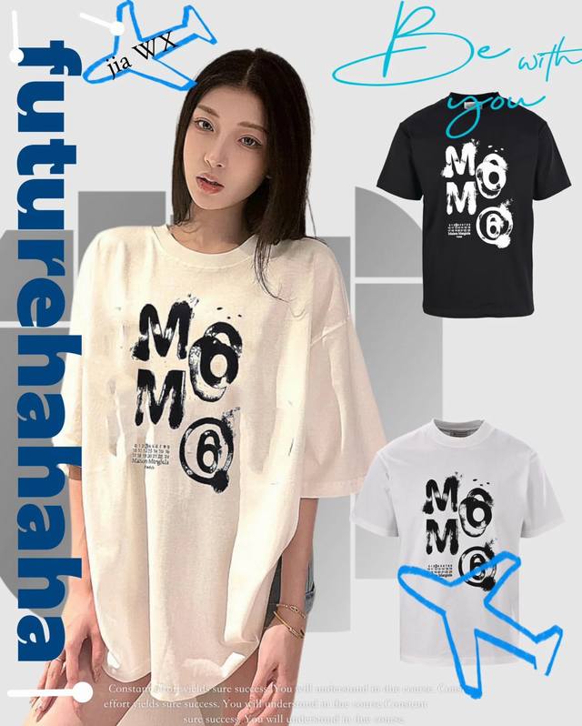 mm6 Margiela Digital Hand-Painted Printed Short-Sleeved Early Spring New Styl