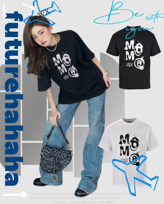 mm6 Margiela Digital Hand-Painted Printed Short-Sleeved Early Spring New Styl