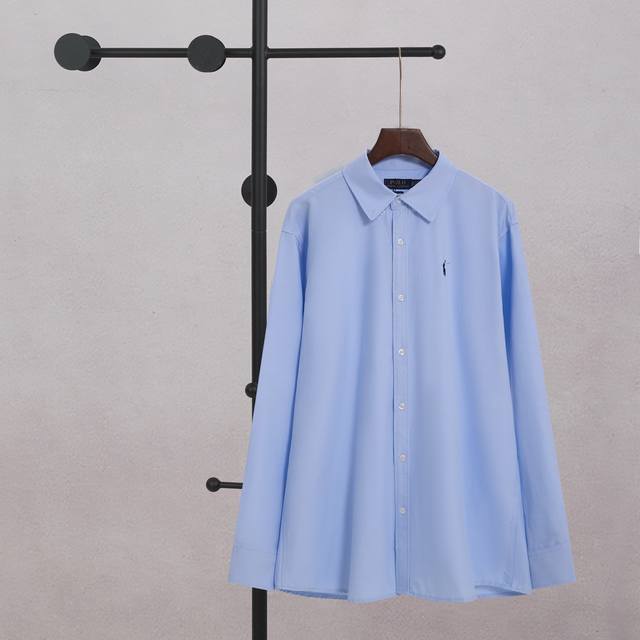 Ralph Lauren Oxford Solid Color Logo Embroidery Button-Down Lapel Classic Long-S