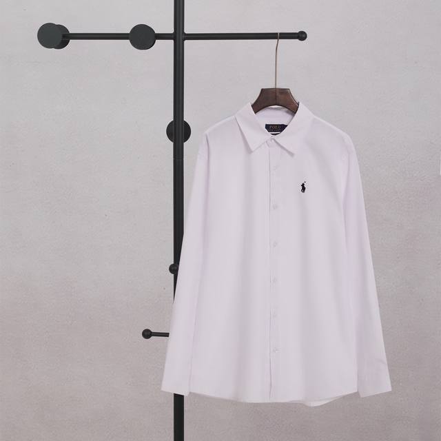 Ralph Lauren Oxford Solid Color Logo Embroidery Button-Down Lapel Classic Long-S
