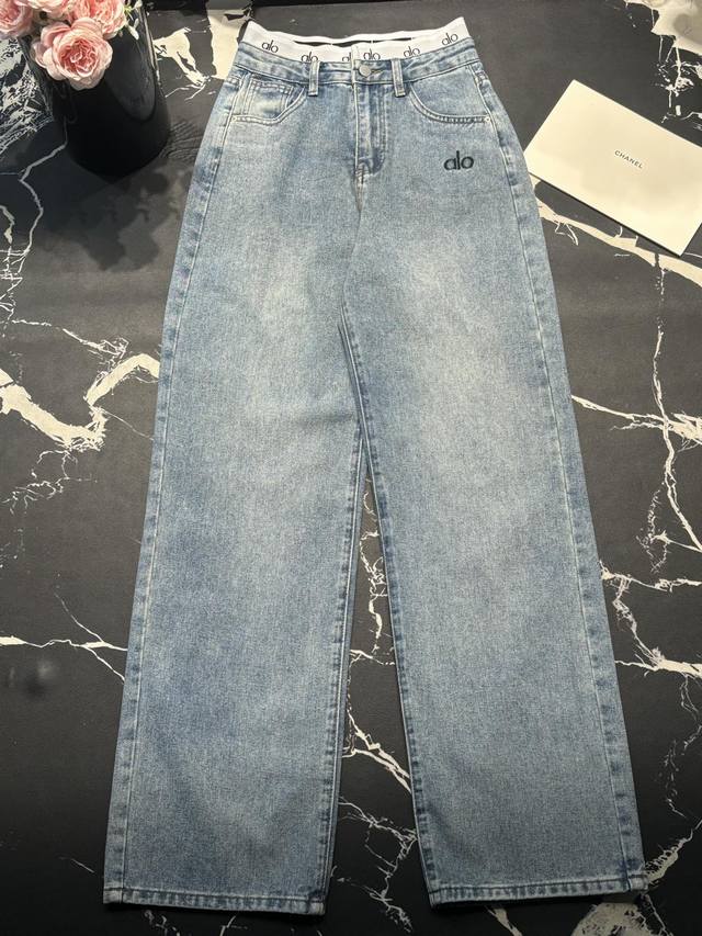 Jeans Alo 25 Early Spring New Letter Webbing Logi Embroidery Straight Jeans Colo