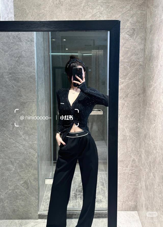 Casual Pants Alo 25 Spring And Summer New Logo Jacquard Elastic Belt Casual Pant
