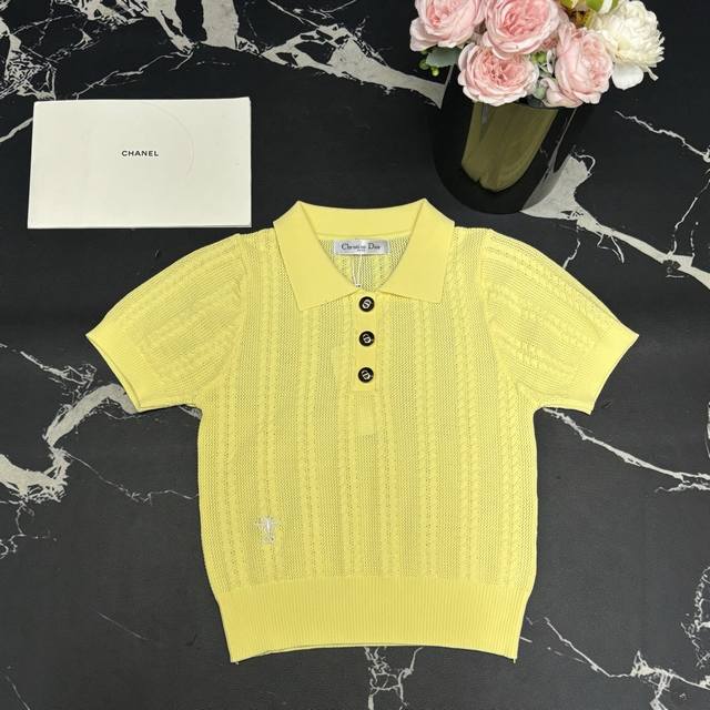 Knitted Top D Home 25 Spring And Summer New Style Lapel Cd Bee Embroidery Knitte