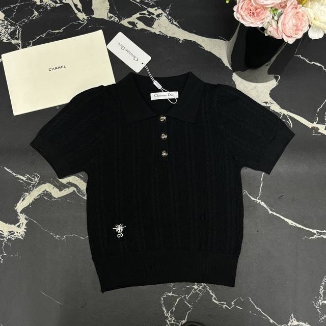Knitted Top D Home 25 Spring And Summer New Style Lapel Cd Bee Embroidery Knitte