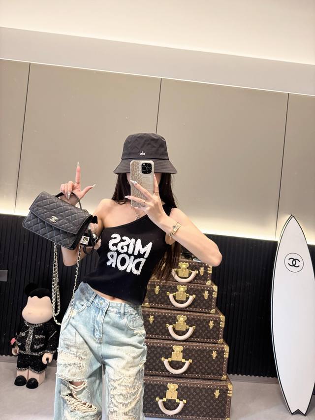 Knitted Vest D Home 25 Spring And Summer New Letter Printing Oblique Shoulder Kn