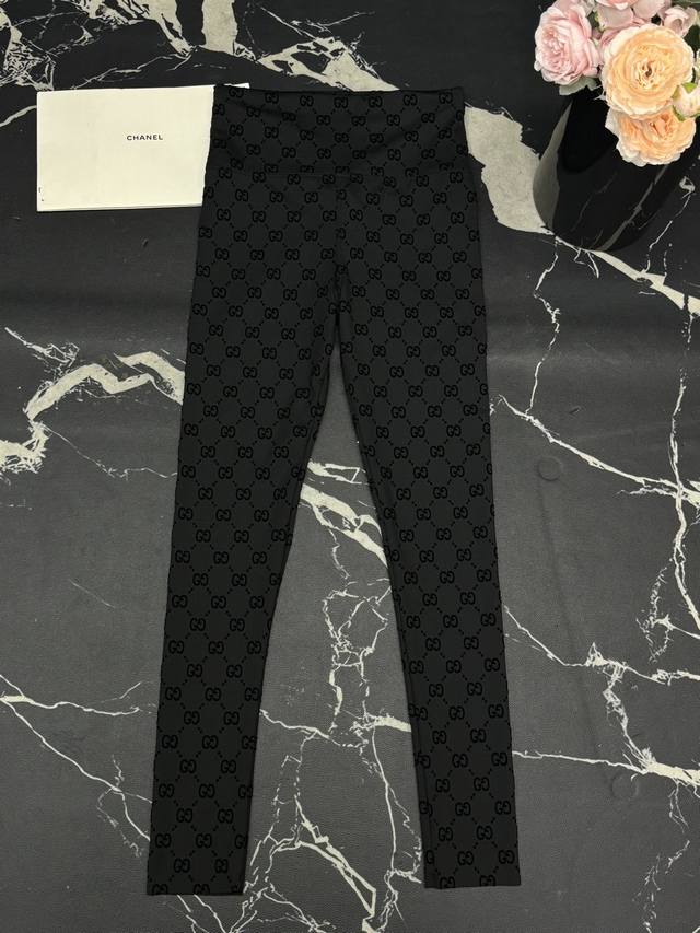 Yoga Pants G Home Autumn And Winter New Full Print Logo Flocking High Waist Slim