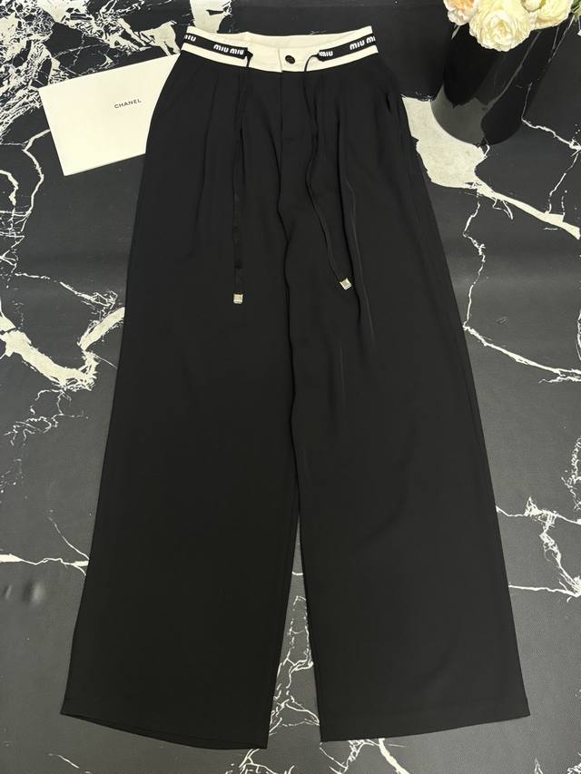 Trousers Miaojia 25 Spring And Summer New Logo Ribbon Straight High Waist Slim T