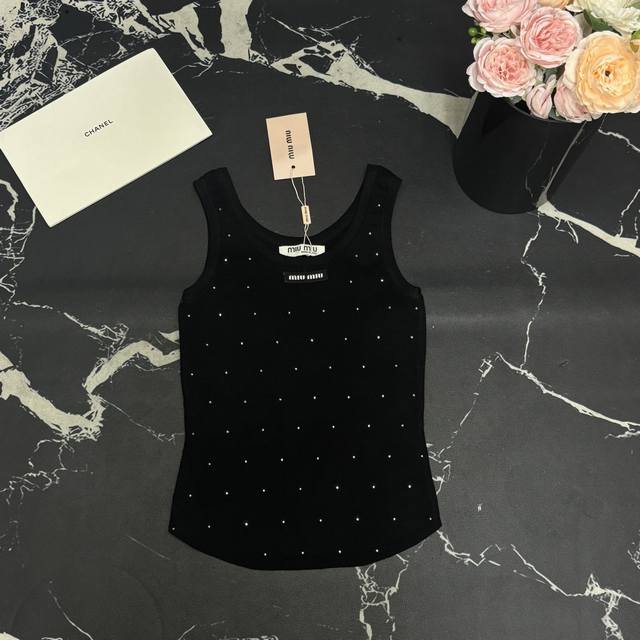 Knitted Vest Miaojia 25 Early Spring New Style Heavy-Duty Diamond-Studded Fabric