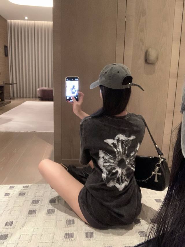 chrome Hearts Fried Color Old Series Heavy Hot Diamond Fried Color T Oversize