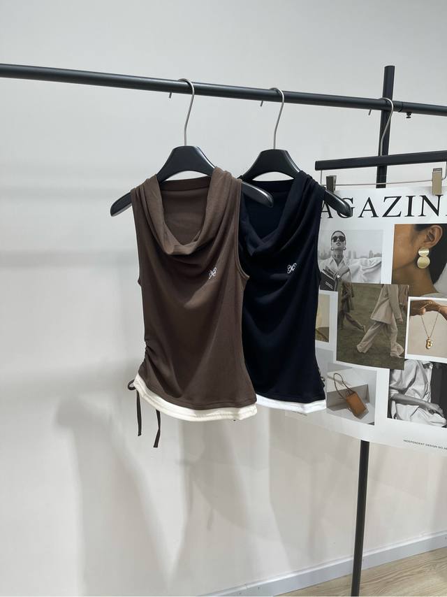 ann Butterfly Embroidery Pile Collar Stretch Vest Fabric Cotton + Spandex Col