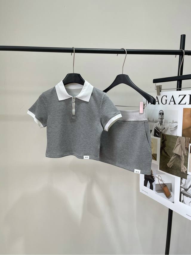 ashgray Short-Sleeved Half-Skirt Sports Suit One Set Of Fabrics: Modal + Span