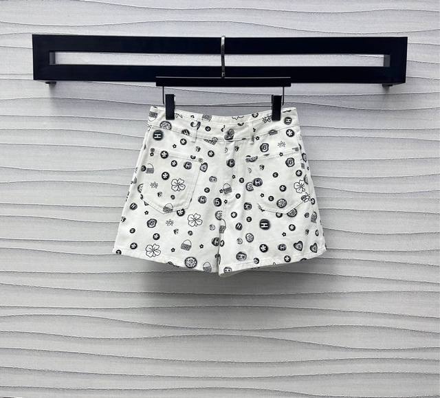chane*2025 New Arrivals Printed Denim Shorts Customized Yb Imported Twill Cot