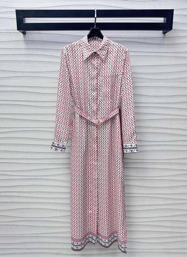 louis Vuitto*2025 New Arrivals Printed Belt Shirt Dress Customized Yb Importe