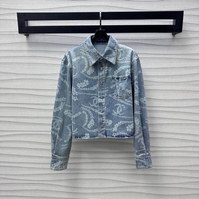 chane*2025 New Arrivals Printed Denim Shirt Jacket Customized Yb Imported Twi