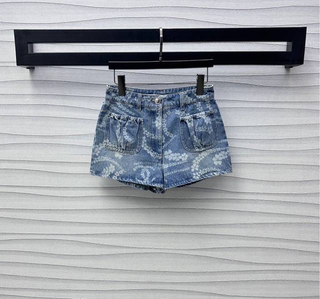 chane*2025 New Arrivals Printed Denim Shorts Customized Yb Imported Twill Cot