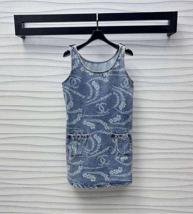chane*2025 New Arrivals Printed Denim Vest Dress Customized Yb Imported Twill