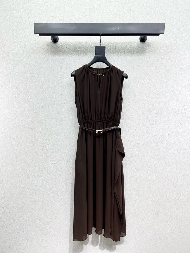 max* Sleeveless Dress With Belt, Delicate Texture, Soft And Glutinous, Classi