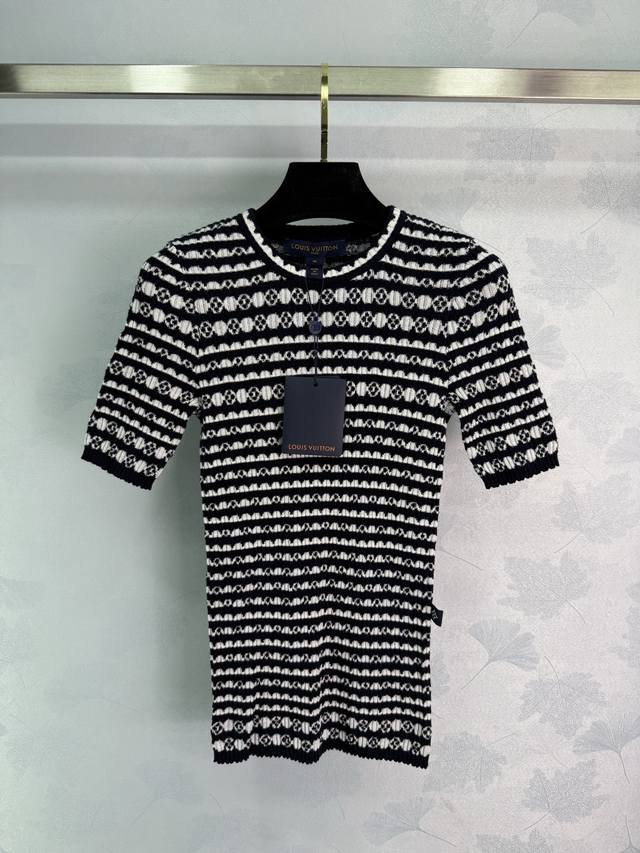 louis Vuitton Louis Striped Knitted Short Sleeves Simple And Fashionable Uppe