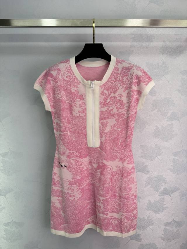 dio Dijia Pink Jungle Animal Jacquard Knitted Dress Size 36 38 40 Optional Su