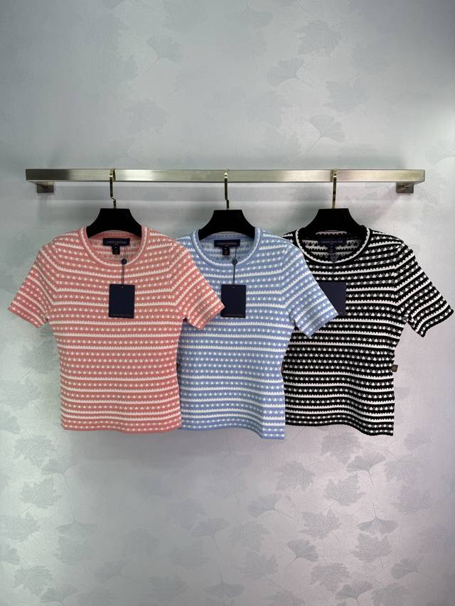 louis Vuitto*2025 New Arrivals Striped Round Neck Knitted Short Sleeves Custo