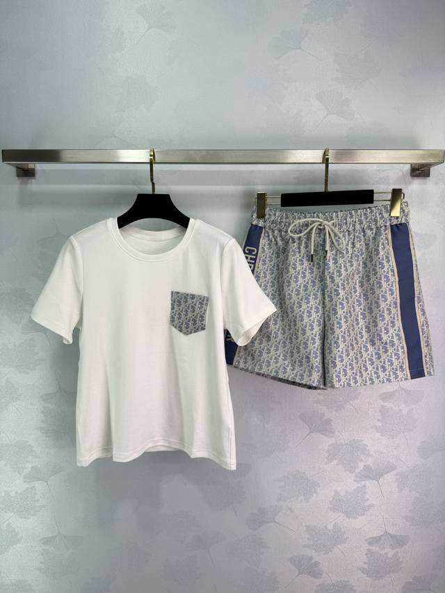 dio*2025 New Arrival Pocket Top Jacquard Shorts Set Pocket Top Is Made Of Pur