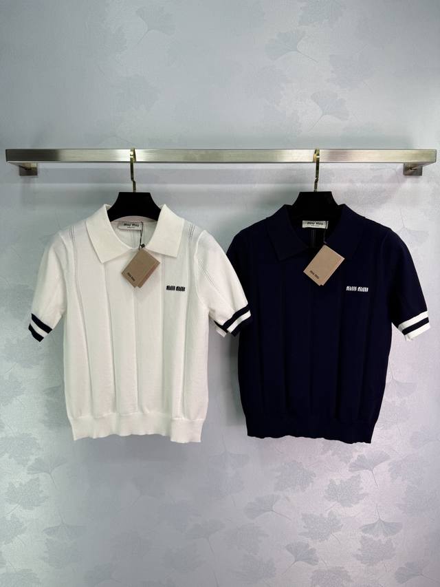 miumi*2025 New Arrivals Knitted Lapel Short Sleeves Customized Yb Tencel Yarn