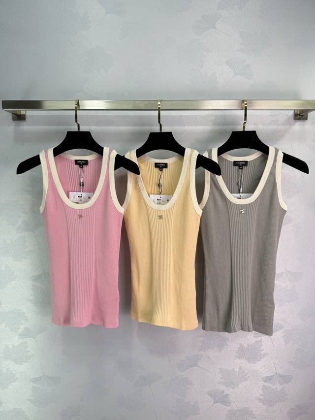 chane* Beach Spring And Summer New Products Contrast Color Slim Fit Knitted V