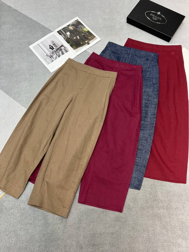 High Quality 2025 Summer New Celin* Linen Tencel Pants Simple And Generous Upper